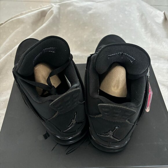 Mens Air4 Black Jordan4 Mid Top Sneakers - Picture 3 of 5